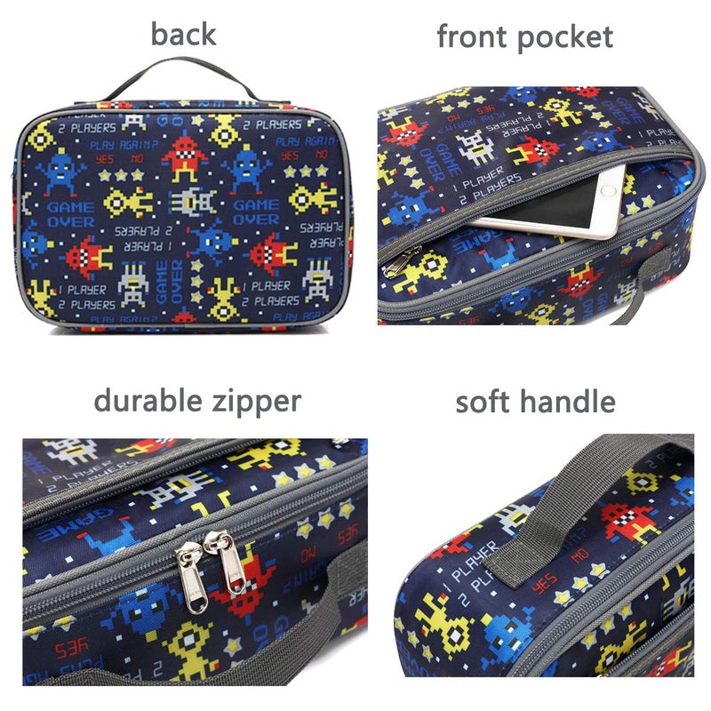 FlowFly Kids Lunch box Insulated Soft Bag Mini Cooler Back to School Thermal Meal Tote Kit for Girls, Boys, Robot - Image 4